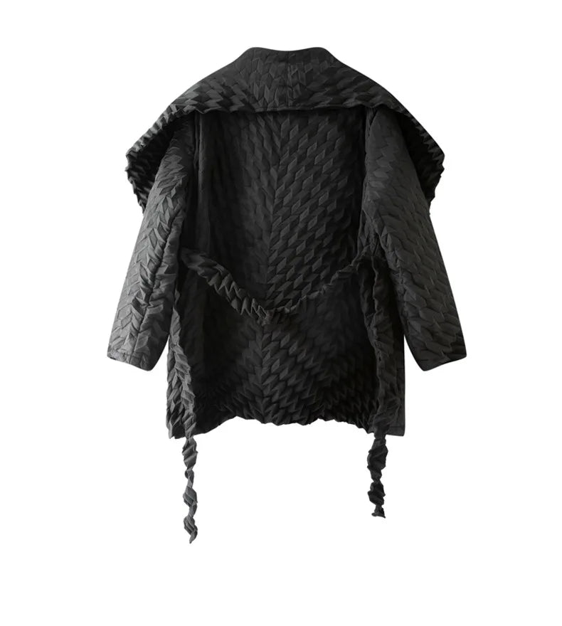 Miyake Pleated Top, Women's Solid Color Short Jacket, Handmade Pleated Versatile Loose Version, Lapel Cardigan, Autumn New Style