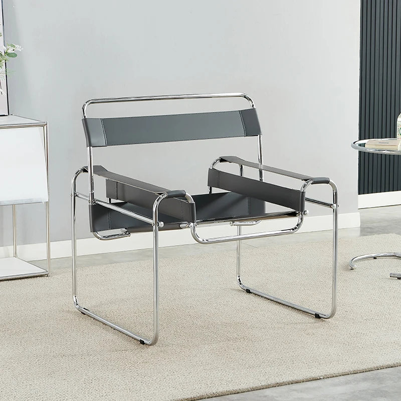 Wassily Chair Modernist Minimalist Accent Seat Designer Leather Armchair for Living Room Ins Single Sofa for Bedroom