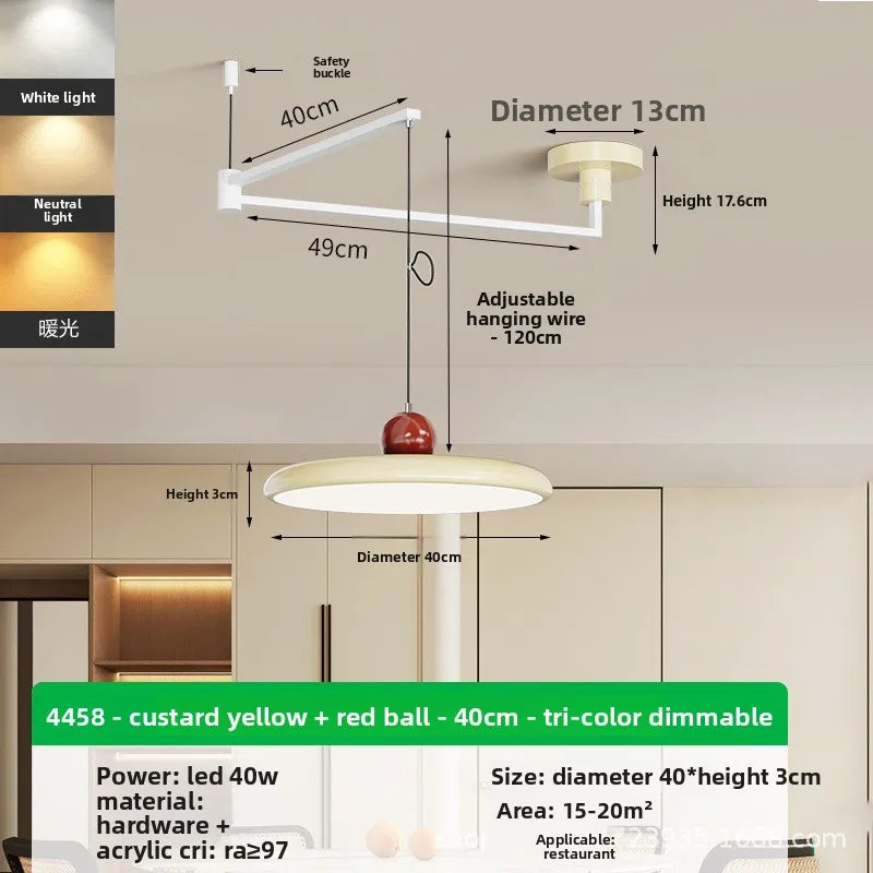 Movable Rocker Arm Restaurant Chandelier Modern Simple Table Light Advanced French Full Spectrum Eye Protection Light