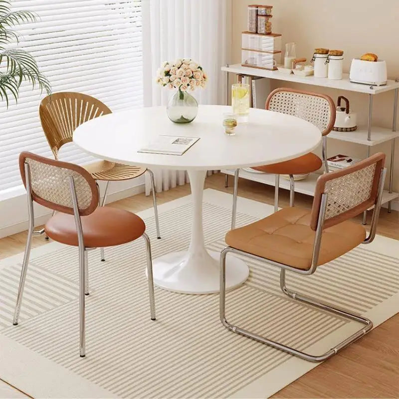W*-Tulip Stone Dining Table for Restaurant Small Apartment-Modern Simple White Multi-functional Design Single Pedestal