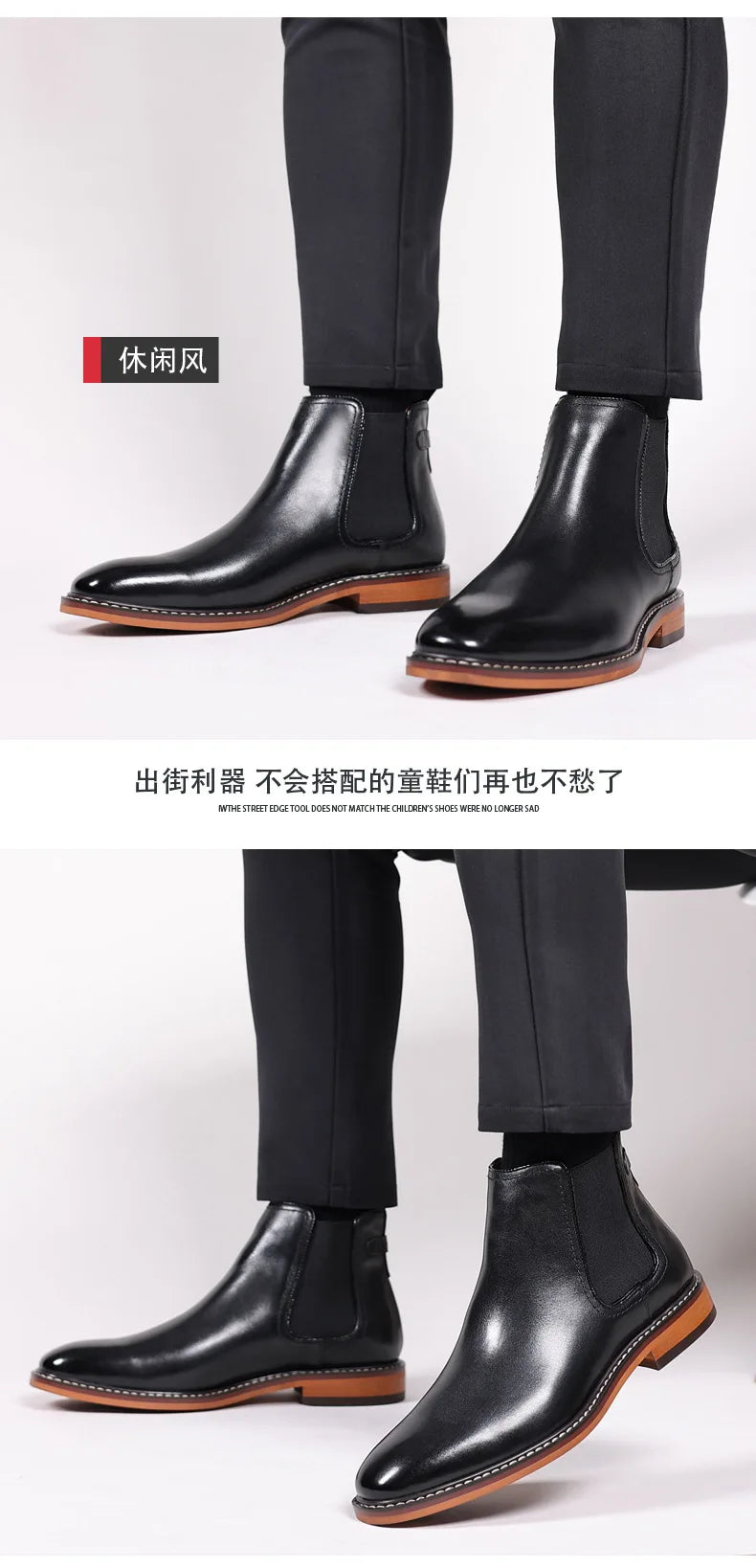 Elegant Men's Chelsea Boots Genuine Cow Leather Handmade Boot Shoes Work Shoes For Formal Dress Wedding Business Party New