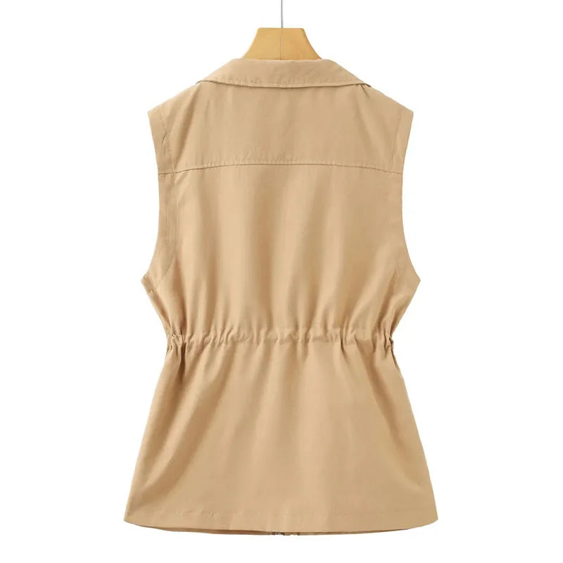 Sustainable Vest  Spring Autumn New Lined Vest Women Sleevless Korean Loose Middle Aged Short Casual Slim Waistcoat Coat Female Outerwear 4XL