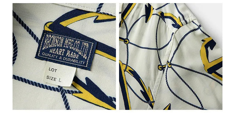 Rugged Bronson Anchor Border Rayon Camp Shirt Old-Fashion Men's Hawaiian Shirt For Beach Vacation