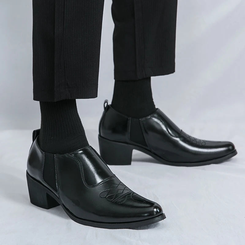 Spring New Men's Height Increased By 6 Centimeters Comfortable Leather Shoes Fashionable Business Attire Groom's Wedding Shoes