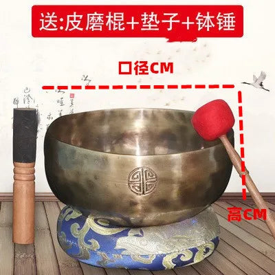 Nepal Singing Bowl Tibetan Moon Bowl Copper Sound Therapy Instrument with Hammer for Meditation