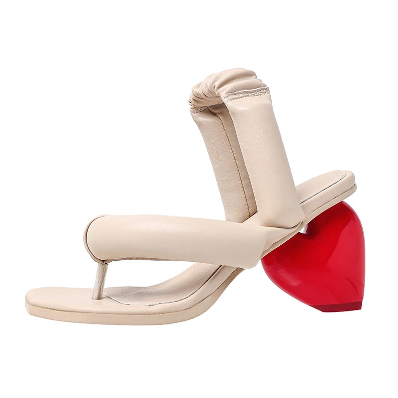 Sexy Flip Flops High Heels Slippers Women Summer Heart Shape Heel Sandals Lady Party Dating Strange Heels Slippers
