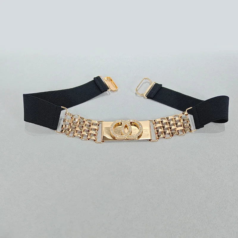 Golden Letter Waist Corset Belts Fashion Women's Metal Waistband Female Luxury Brands Designer Ladies Elastic Belt For Dress