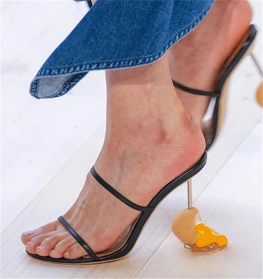Strange Egg Heel Women Slippers High Heel Shoes Dress Pumps Ladies Sexy Slides Designer Summer Gladiator Sandals Woman Stiletto