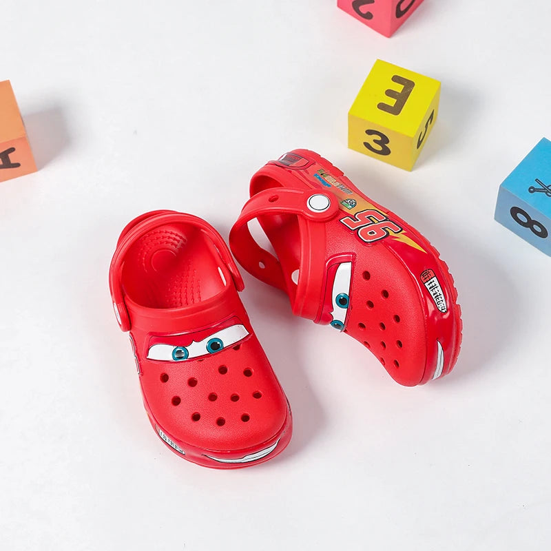Disney Lightning Mcqueen Shoes Led Lighted Car Kids Slippers Animation Children Beach Sandals Boys Girl Gift