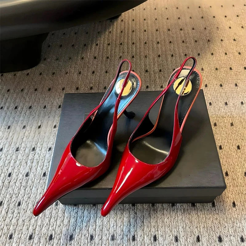 Hlieny Fashion Strange Style High Heels Sandals Sexy Pointed Toe Patent Leather Stiletto Shoes Women Pumps Zapatos De Mujer