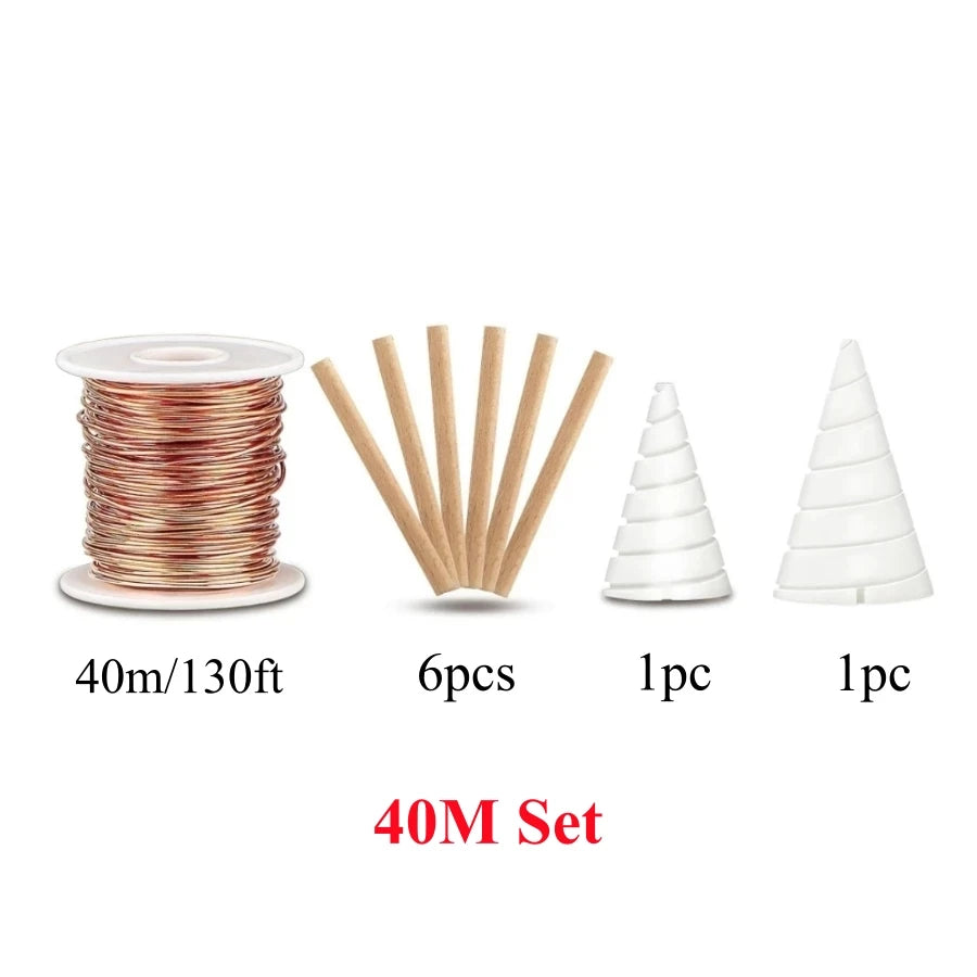 40m/130ft Pure Copper Wire with Fibonacci Coil Winding Jig for Electroculture Gardening, Growing Garden Plants and Vegetables