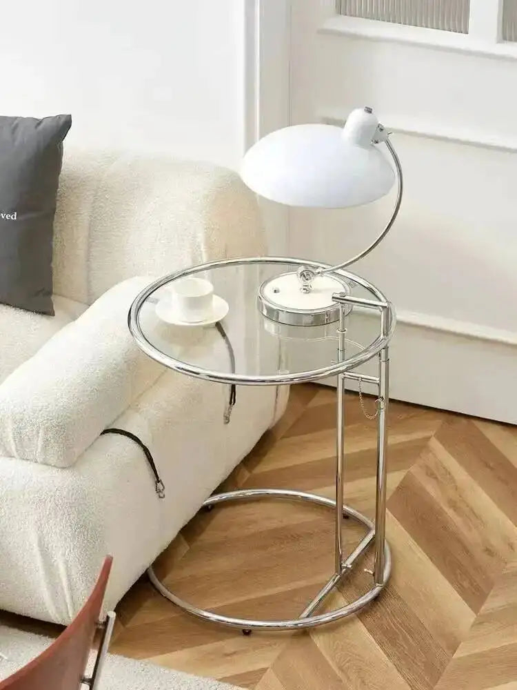 End Adjustable Table C-shape Glass Sofa Coffee Table Room Nordic Side Lift Design Living Stainless Steel Furniture
