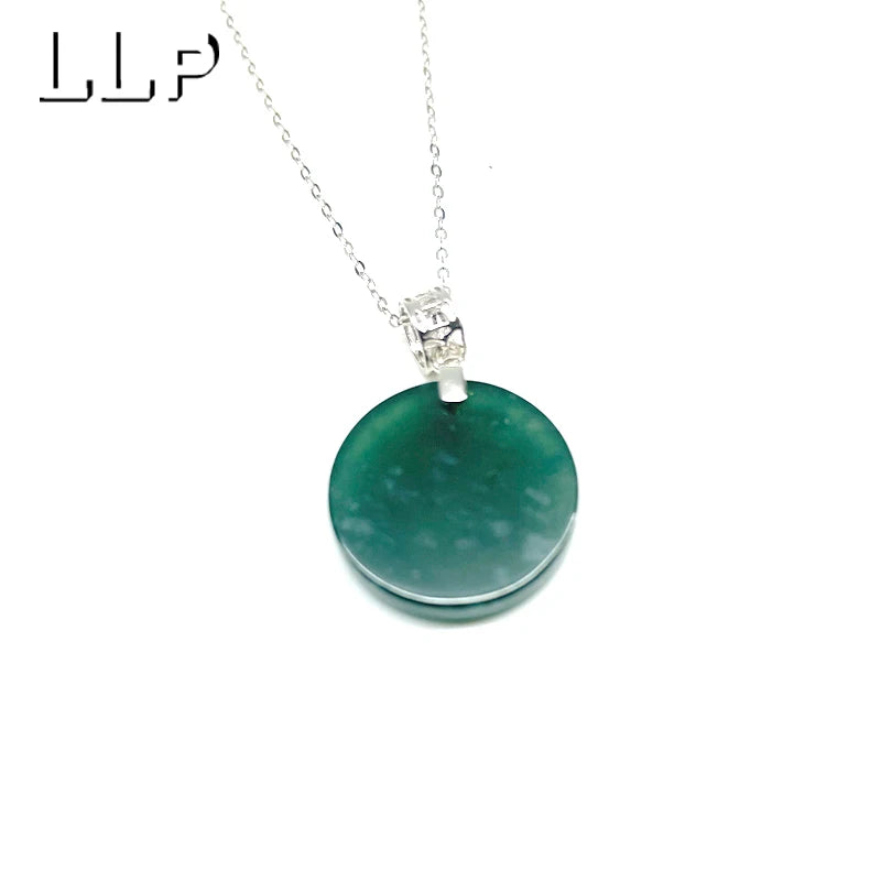 S925 Silver Inlaid With Natural Blue Water Emerald Round Pendant For Girls As a Festival Gift Or Charm For Protection