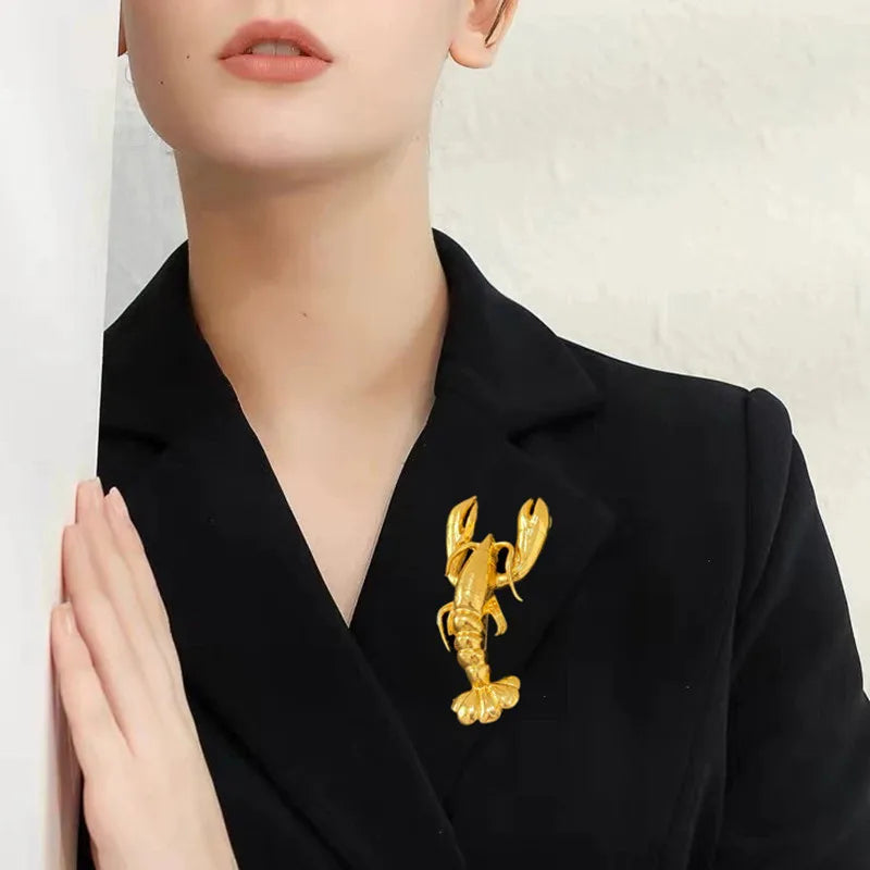 New Brand Fashion Show Metal Alloy Lobster Pendant Necklace For Women Jewelry Trendy Girls' Sweater Chain Necklace Accessories