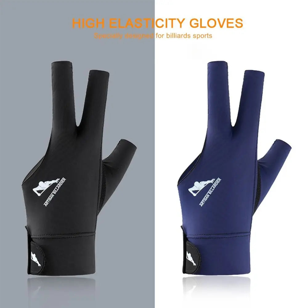 Left and Right Hand Billiards Glove Elastic Non Slip Three Fingers Glove Breathable Snooker Billiard Glove Fitness Accessories
