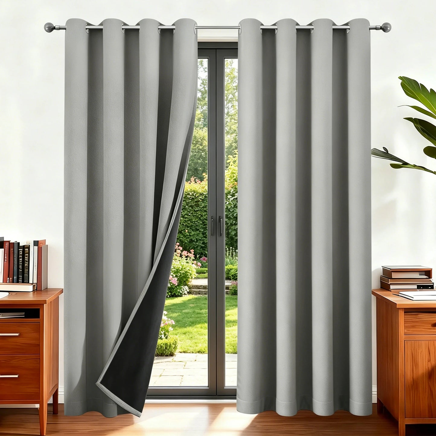 Blackout Curtains Eyelet 100% Light Blocking Thermal Insulated Curtains for Bedroom Living Room Darkening Drapes Door Curtains