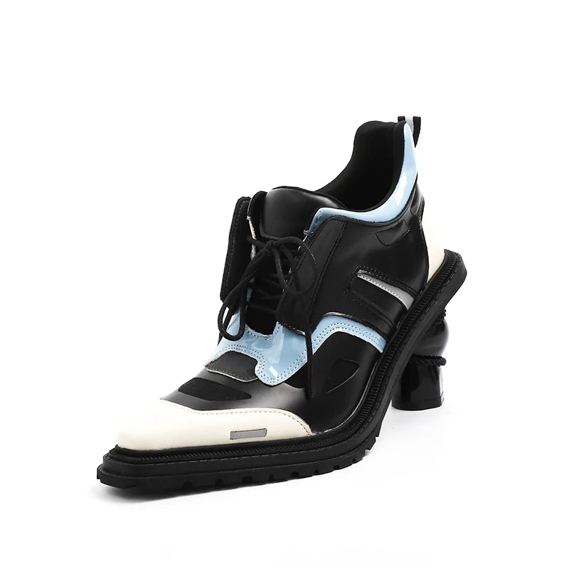 New Women High patent leather Boots pointed-toe Thick Heels Females Shoes Vintage Leather Comfortable Sewing Breathable Party