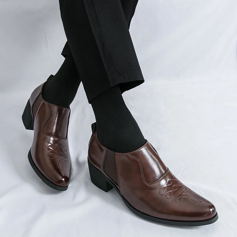 Spring New Men's Height Increased By 6 Centimeters Comfortable Leather Shoes Fashionable Business Attire Groom's Wedding Shoes