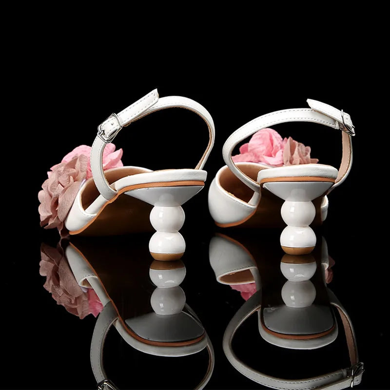 Fashion Flowers Mixed-colors Slingbacks Women Pumps Elegant Pointed toe 5cm High heels Spring Summer Gilrs Party Banquet Shoes