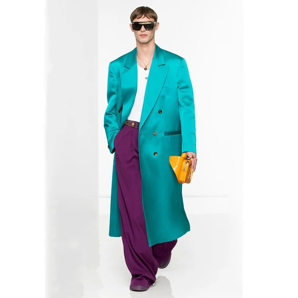 Chic Men's Suits 2 Pieces Overcoat Pant Sets High Quality Special Occasion Double Breasted Peak Lapel Male Chic Banquet Tuxedos