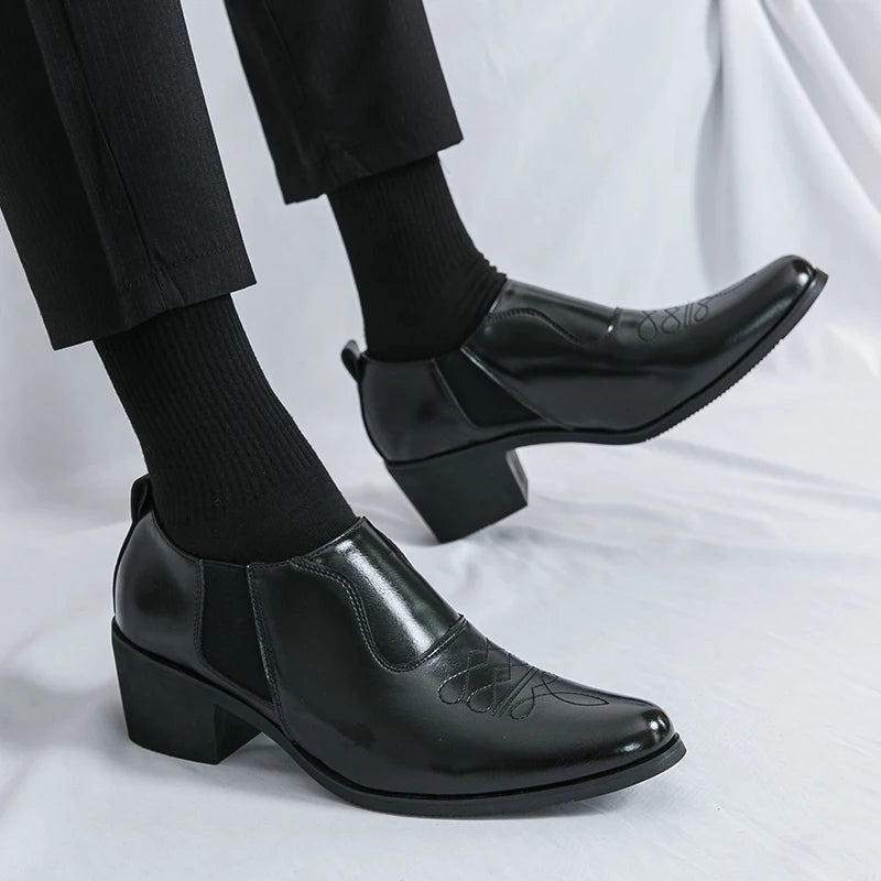 Spring New Men's Height Increased By 6 Centimeters Comfortable Leather Shoes Fashionable Business Attire Groom's Wedding Shoes