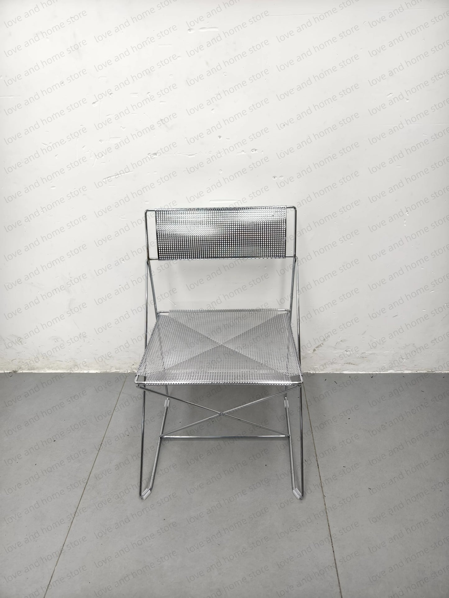 Nordic Stackable Dining Chair Chromed Stainless Steel Steelwire Wire Mesh Panel Minimalism Style Robust Construction Denmark