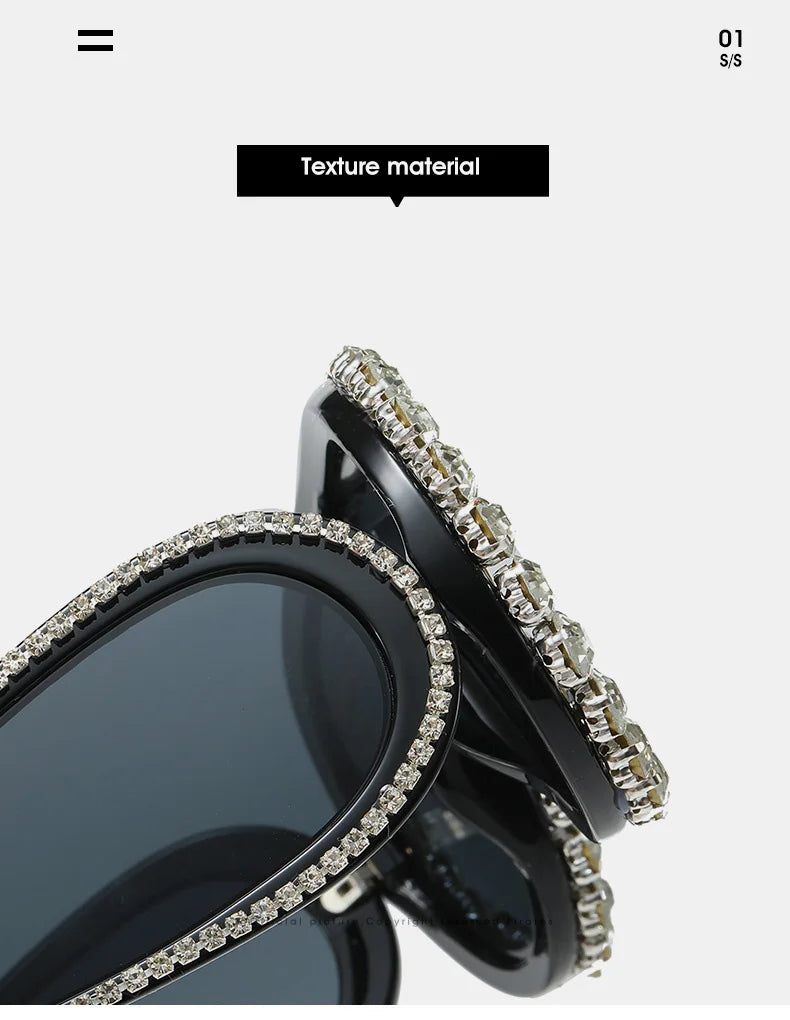 Shiny Diamonds Y2K Sunglasses Women Luxury Oversized One Piece Sun Glasses Goggle Female Trends Rhinestone Shades Eyewear UV400