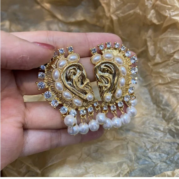 NISHIZAWA Pearls Earrings for Women Tassels Hyperbole Palace Style Vintage Jewelry Fashion Classic Elegant Pendientes Mujer