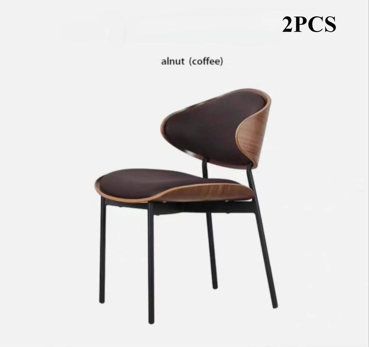Leather Dining Chairs Set of 2 or1,Mid Century Modern Chair, Upholstered Kitchen Dining Room ChairsBlack WalnutBendwood.