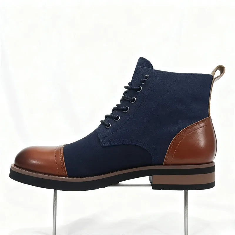 High Quality Men's Autumn New Comfortable High Top Casual Leather Shoes Fashion Brand Men's Lace Up Non Slip Casual Short Boots