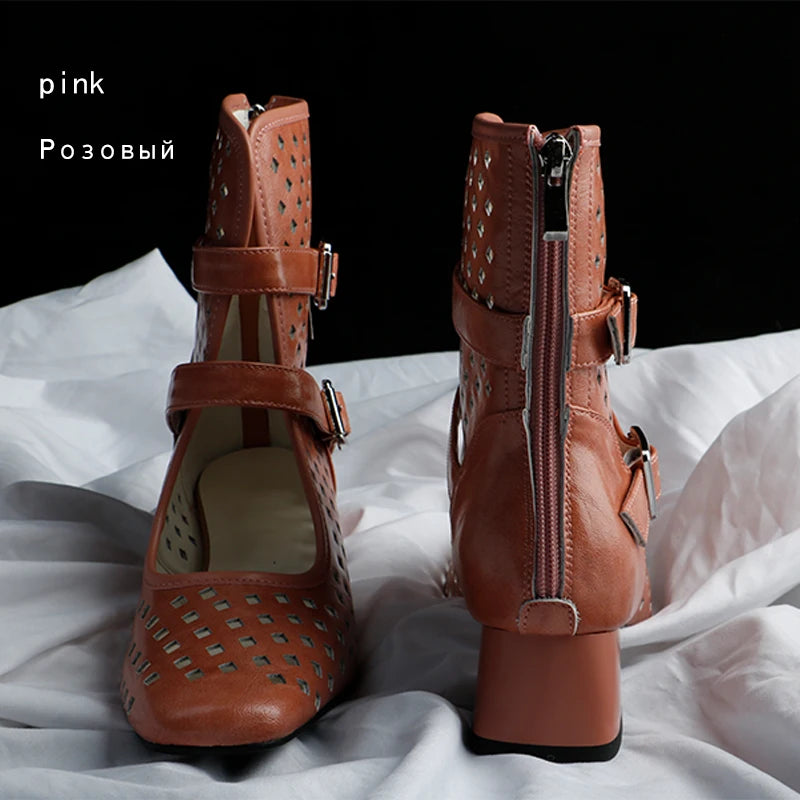Sexy Brand Luxury Gold Gladiator Sandals Platform Beige Summer Mesh Grid Ankle Boots Roman Sandals For Woman Genuine Leather