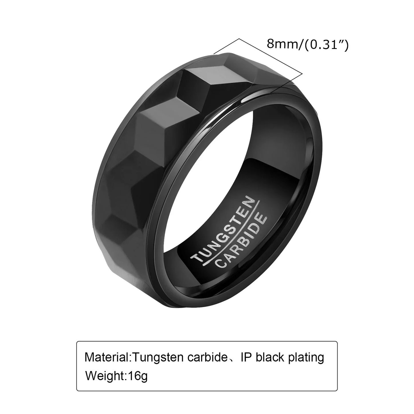 Mens Rings Tungsten Carbide Anti-scratch 8mm Gold-color Thumb Finger Punk Metal Wedding Party Engagement Male Jewelry Waterproof