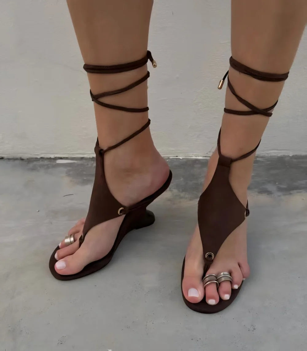 Mint Green Croc-Embossed Suede Wedge Sandals Lace-Up Ankle Ties Thong Style Wedge Heel Perfect for Summer Vacations