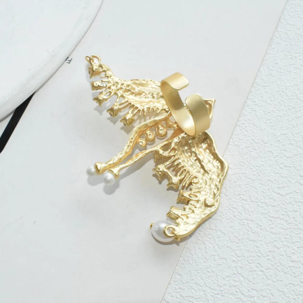 New Elegant Metal Artificial Pearl Bird Dangle Earrings for Women Fashion Statement Jewelry Accessory