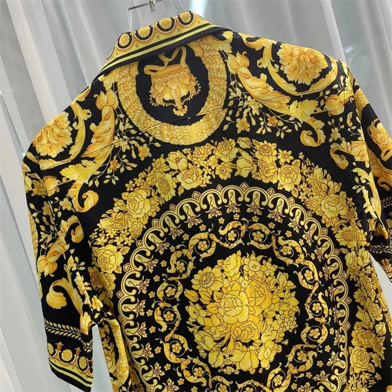 2025 Spring and Summer New Fashion Digital Printing Men's Short Sleeve Shirt High Quality Comfortable Lightweight Fabric