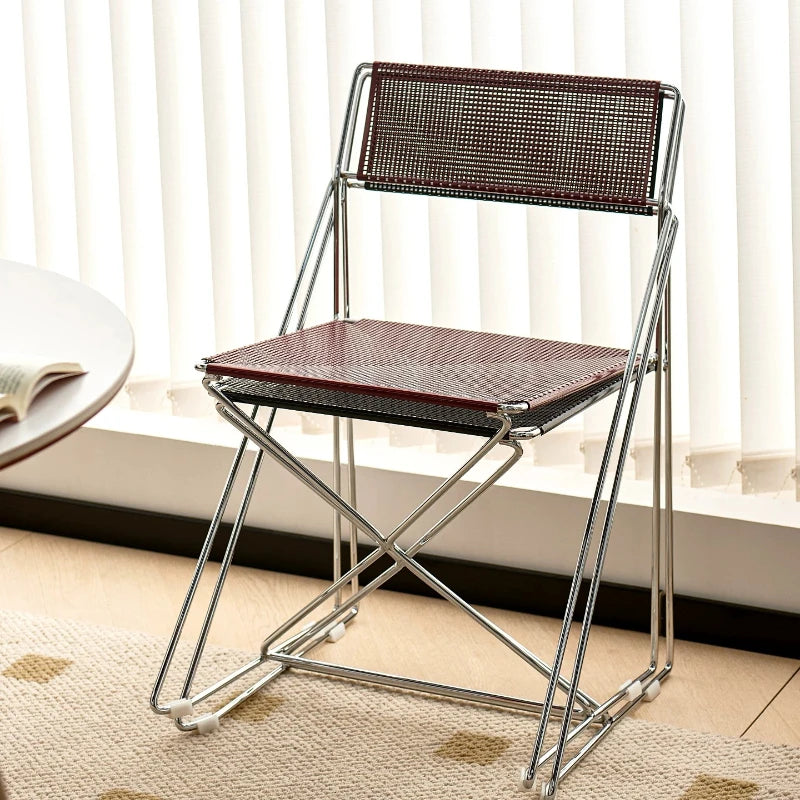 Korean Iron Dining Chair with Backrest Modern Minimalist Stackable Chair for Kitchen Designer Creative Metal Seat for Restaurant