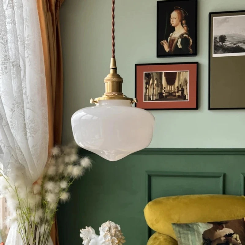 Art Deco Style Opaline Glass  light.  White Opaline Glass LED Pendant Lamp Beside Home Bathroom Bedroom Living Room Light Nordic Modern Hanglamp Lampara