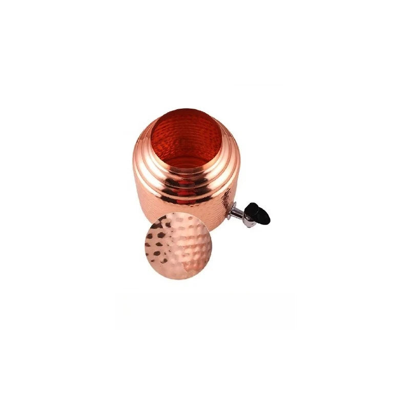 Ayurvedic. 100% copper water dispenser with base hammer design 5 liters