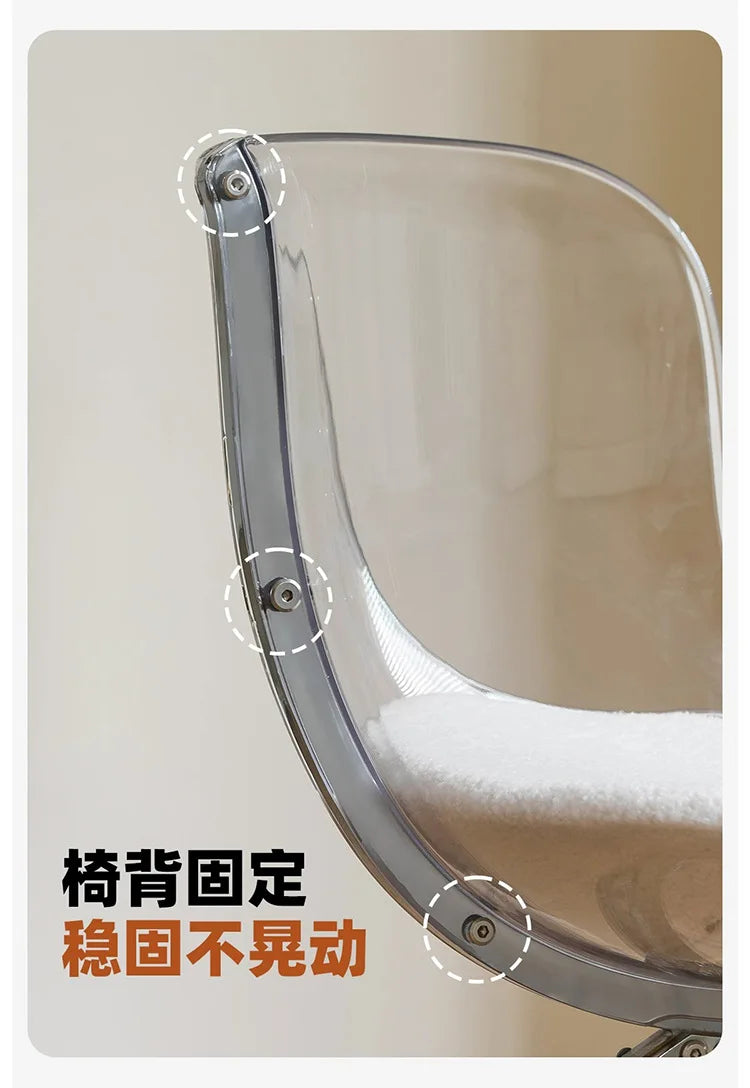 Furniture Nordic Transparent Acrylic Dining Chairs,Home Living Room Backrest Lounge Chairs,Bedroom Desks,Stool,Makeup Stools