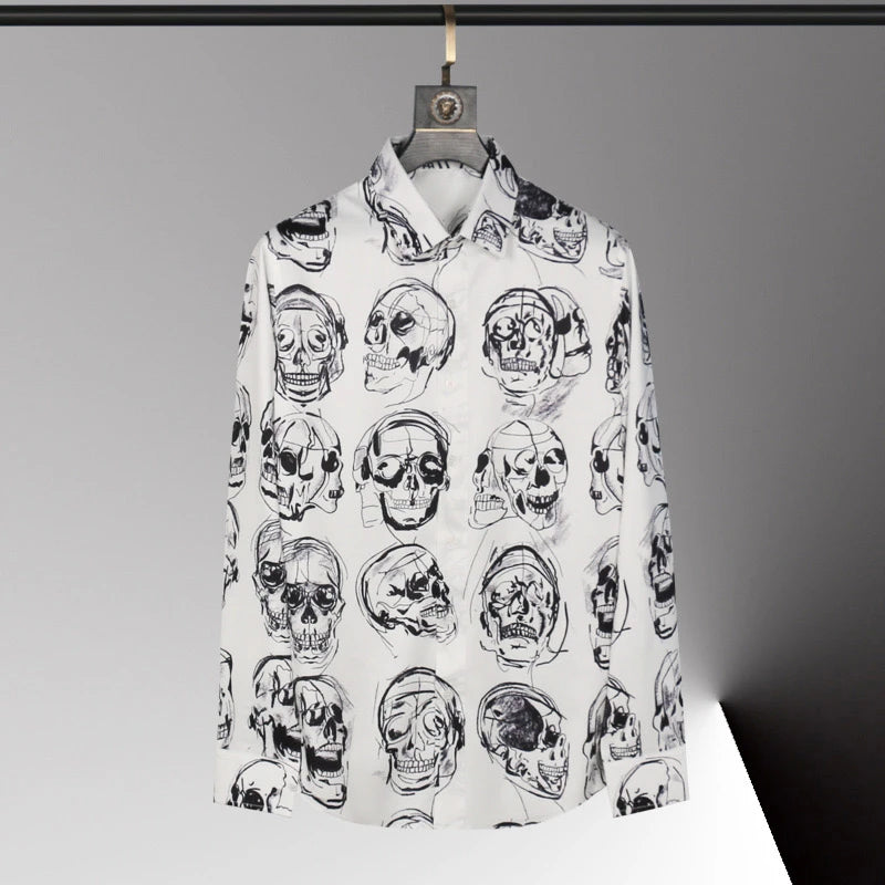 High-end men's shirt 3D printed pattern men's shirt long sleeve lapel fashion casual top Hawaiian shirt vacation large size 6xl