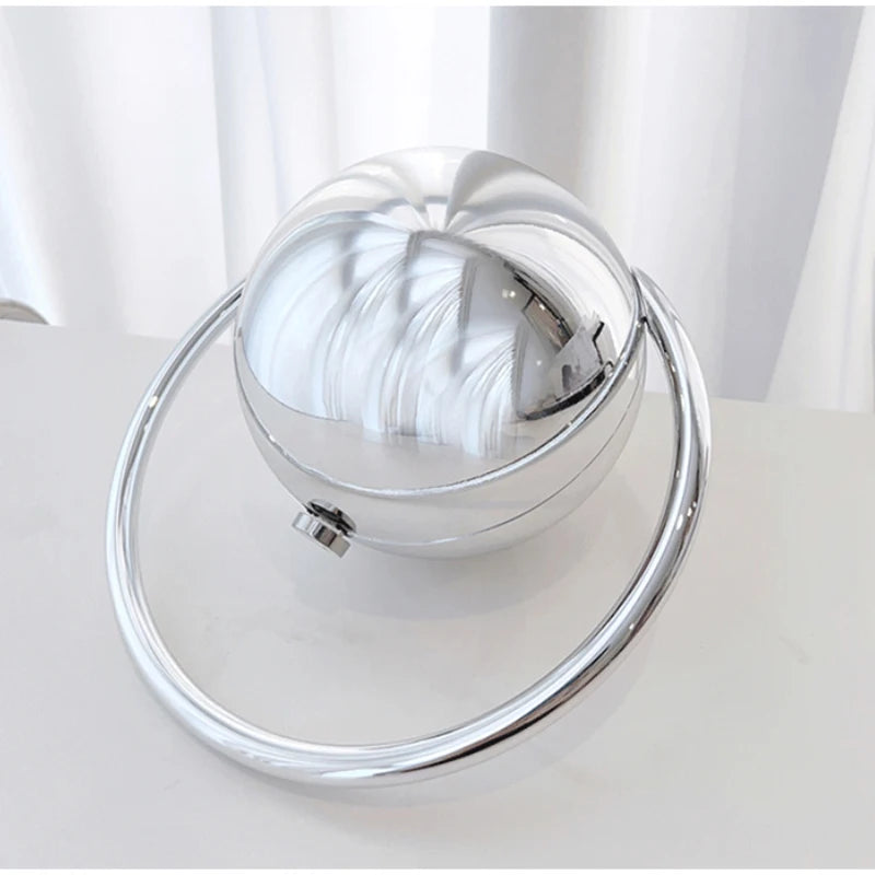  Designer Electroplating Circular Handle Handbag,Sphere Evening Elegant Clutch Purse,Women Fashion Marble Pattern Tote Bag