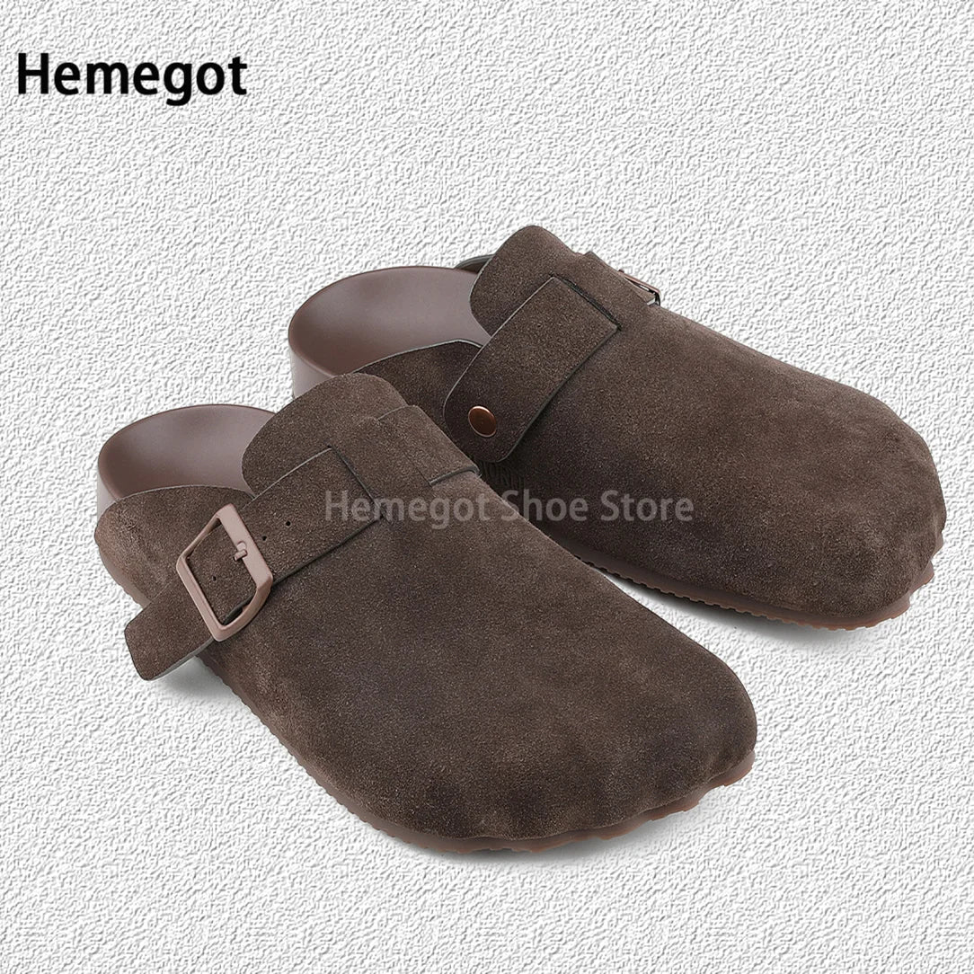 Five Finger Cowhide Slippers for Men Bao Toe Slides Male Mueller Shoes Couple Casual Shoes Breathable External Wearing Slippers
