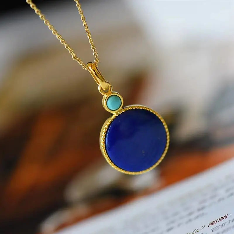 Natural Lapis Lazuli No Event Pendant S925 Pure Silver Gemstones Real Charm Vintage Amulets Luxury Necklace Stone Jewelry