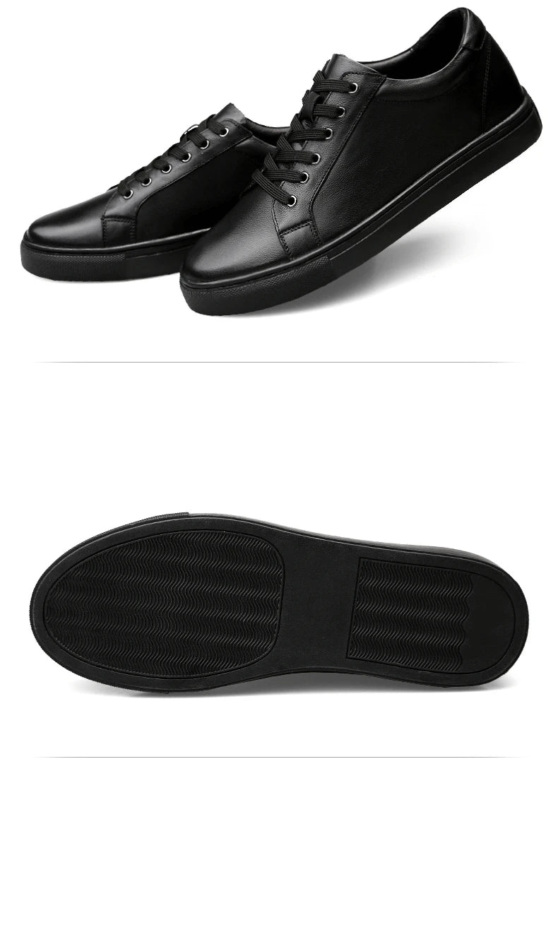 Man Elevator Shoes Height Increase Insoles High Heels Shoes 5-6CM Shoes Tall Shoes White Genuine Leather Shoes Men Sneakers
