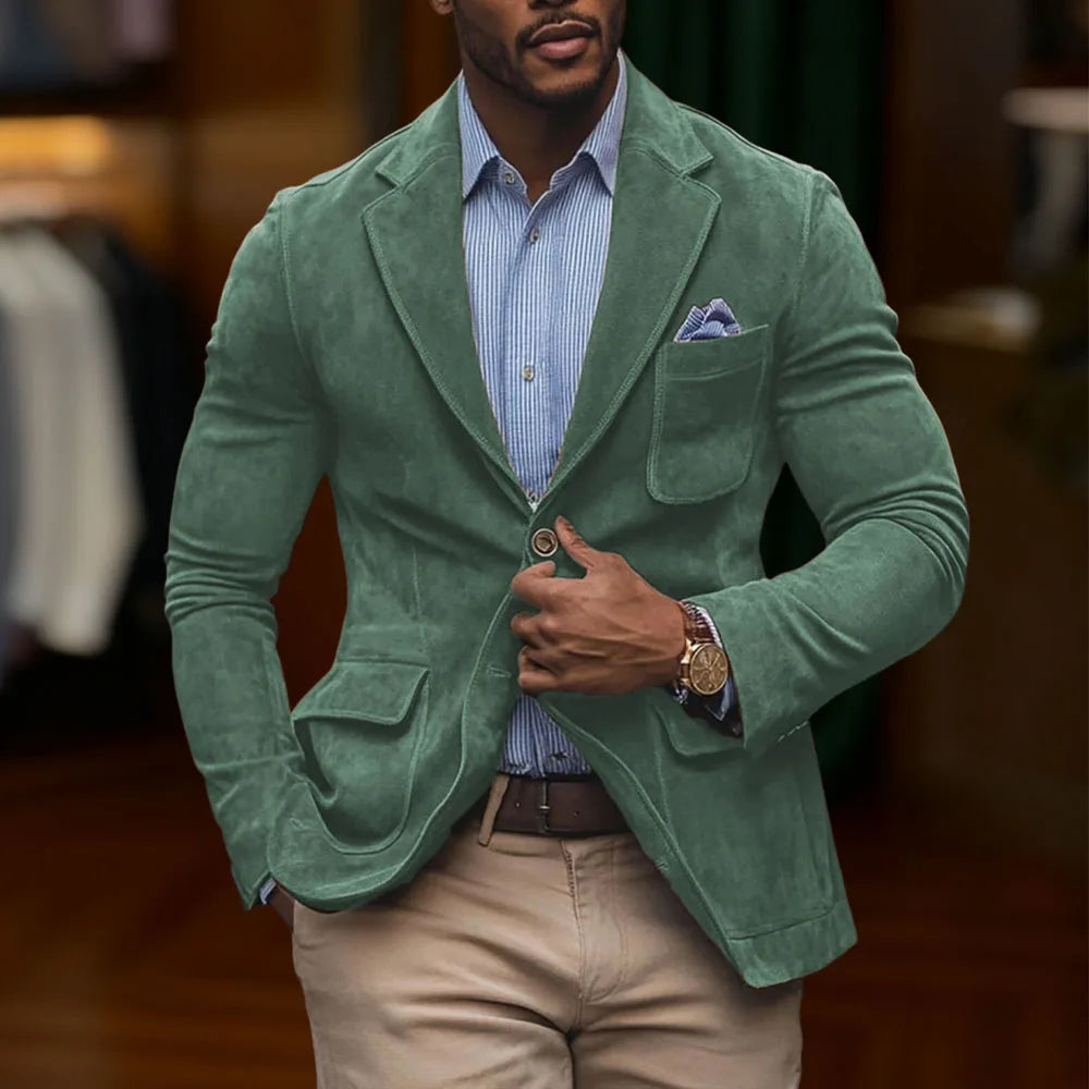 chamois leather Man Blazers Single breasted Suit Jacket Men's Outdoor Casual Sports Slim fit Coat Brown men's top