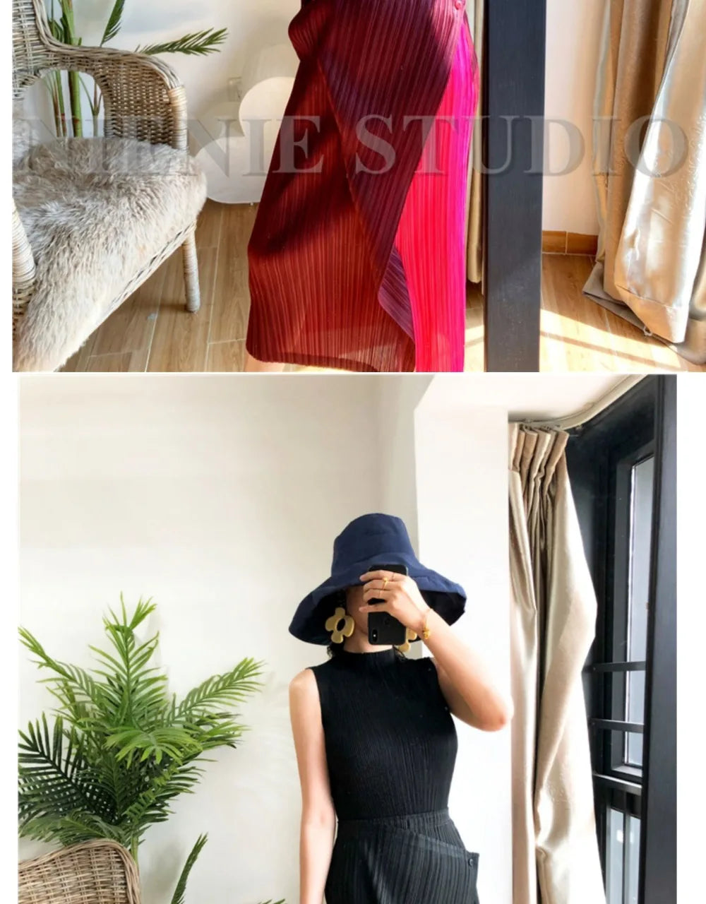 Miyake Pleated Skirt High Waist One Button Stitching Long Asymmetrical Skirt Two Piece Straight Korea Fashion Aesthetic Clothes