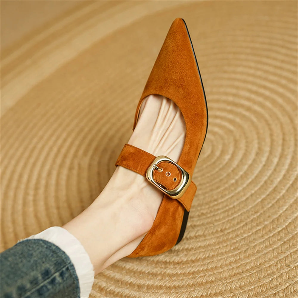 Dilalula Classic Retro Women Flats Buckles Loafers Suede Quality Metal Decoration Casual Shoes Ladies Fashion Dress Mocasines