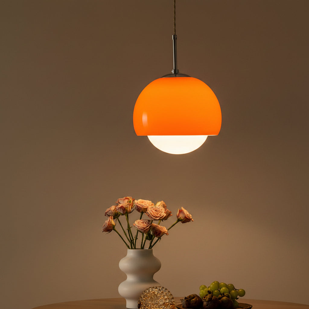 Retro 60s Pendant Lights for Restaurant Cafe Bar, Bedroom, studio, Hotel, living room, office,. Hanging Lamp Ceiling Chandeliers Orange Round Ball Decoration