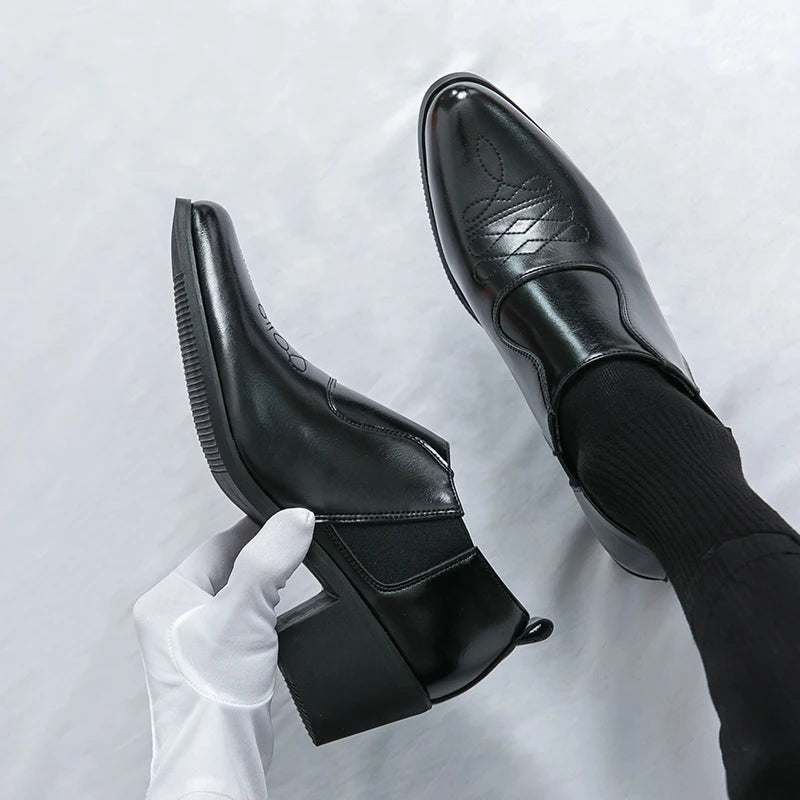 Spring New Men's Height Increased By 6 Centimeters Comfortable Leather Shoes Fashionable Business Attire Groom's Wedding Shoes