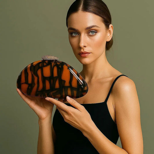 2026 creative bag design oblique span bag, willow shell acrylic bag, fashion wedding dinner clutch bag